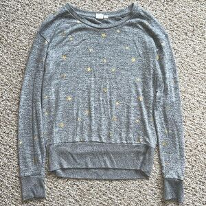 GAP Heather Gray Pullover with Gold Star Accents
